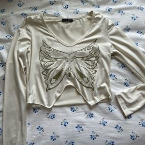Long sleeve butterfly Y2K top